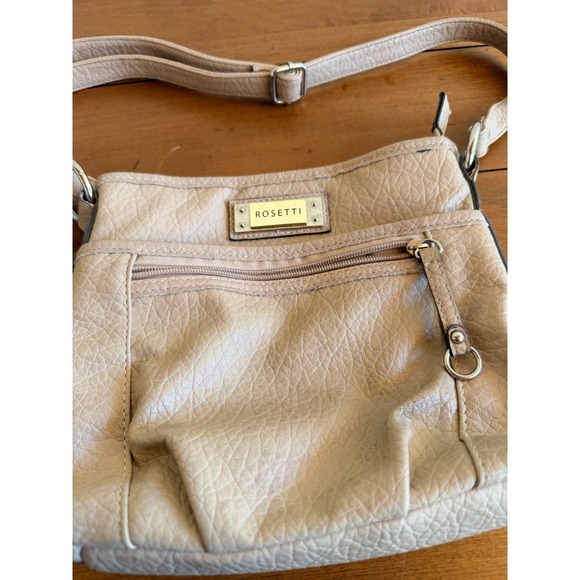Rosetti Handbags - Rosetti‎ Beige Pebbled Faux Leather Crossbody Bag Multi-Pocket Purse Small